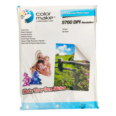 50 Hojas Papel Fotografico Autoadhesivo 135gr Colormake | MercadoLibre