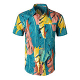 Blusa Hawaiana De Manga Corta Estampada Casual Para Hombre C