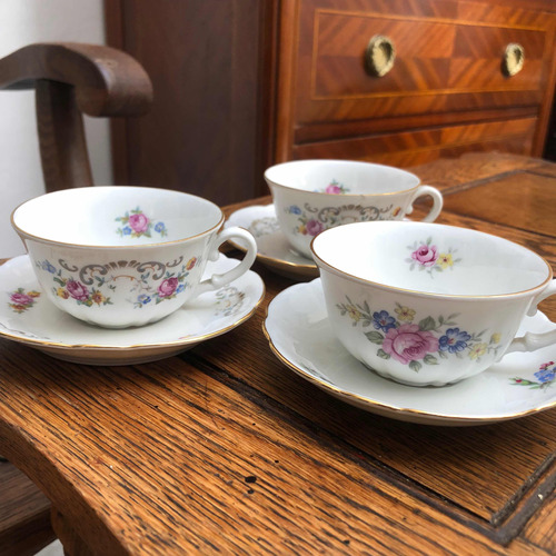 Tres Tazas De Café Porcelana Verbano Floral Surtidas Leer