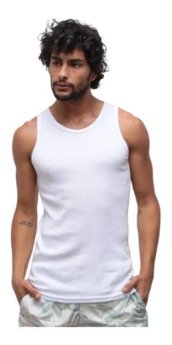 Camiseta Regata Camisa Masculina Treino Top Algodão Branco