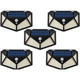 Pack 5 Lampara Solar 100 Led Exterior Sensor De Movimiento 