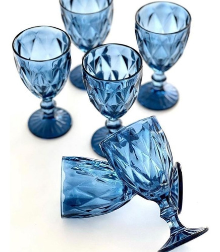 Set Con 6 Copas De Colores Azul