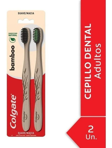 Cepillo Dental Colgate Bamboo Suave Adultos Pack X2 Unidades