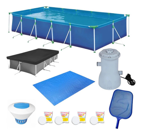 Kit Piscina 7600 L + Forro + Capa + Filtro 220v + Cloro + Pe