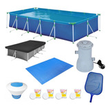 Kit Piscina 7600 L + Forro + Capa + Filtro 220v + Cloro + Pe