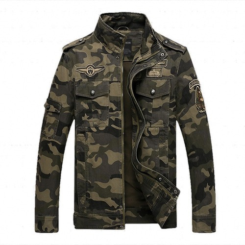 Chamarra Militar Casual De Camuflaje Para Hombre