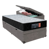 Cama + Box Baú Solteiro Cinza Orthopedic D33 Frete Grátis