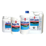 Kit Piscina Alguicida Cloro Liquido 5lt Decantador Sube Ph