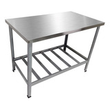 Mesa Para Açougue De Inox Industrial Com Prateleira 120x70