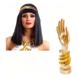 Disfraz Egipcio Cleopatra Peluca Vincha Brazalete Serpiente