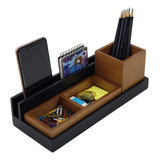 Organizador De Mesa Escritório Madeira Mdf Laca Preto Luxo