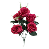 Buquê De Rosas Grande Flores Artificial Para Decoração 40cm