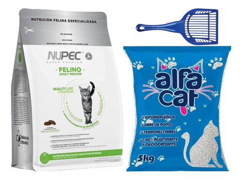 Nupec Indoor 5kg Para Gato Adulto + 1 Palita + 1 Arena 5 Kg.