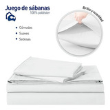 Juego De Sabanas Matrimonial 100% Poliéster Microfibra 4 Pz Color Blanco