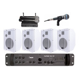 Kit Som Igreja Amplificador+4 Caixa 150w Rms+microfone Duplo