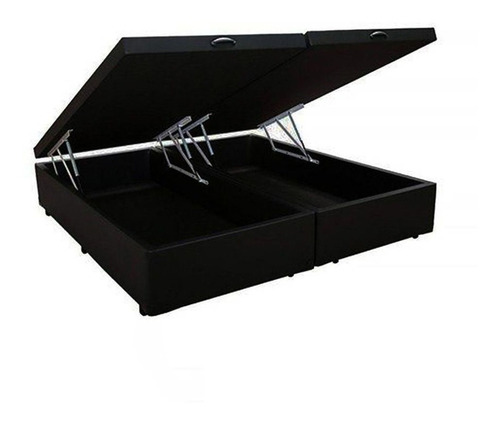 Base Cama Box Baú Bipartido King Suede Preto 43x193x203