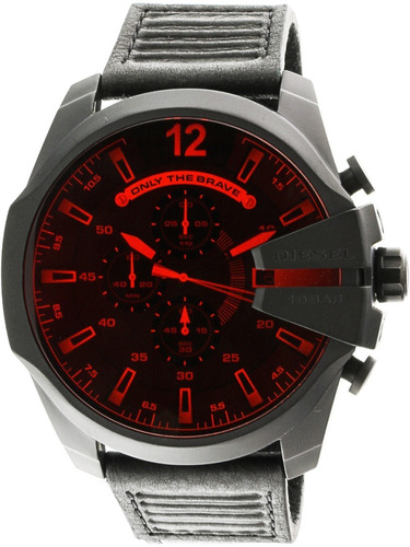 Reloj Diesel Mega Chief Dz4460 Rojo Negro Desgastado