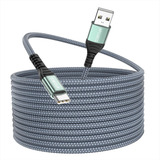 Cable De Carga Usb C Extralargo De 16.5 Pies, Cable Controla