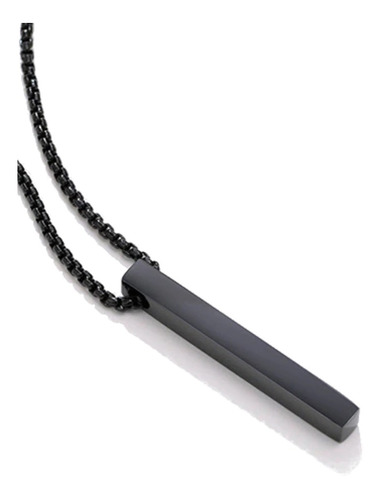 Colar Masculino Preto Pingente Palito 70cm Pendulo