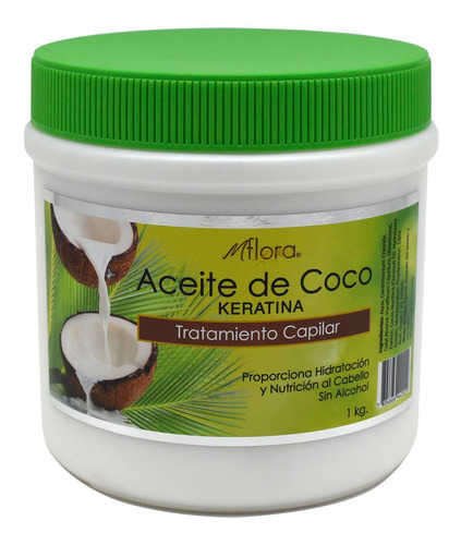  Pack 6 Crema Capilar Keratina Con Aceite De Coco Flora 1kg