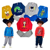 Kit 3 Conjuntos Infantil Menino Inverno Moletom Calça Blusa