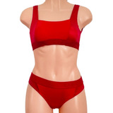 Calvin Klein Coordinado Bralette Y Panty Rojo Talla Chica