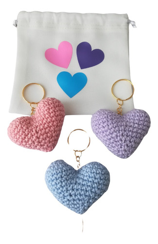 Llavero Crochet, Tejido Amigurumi Forma Corazón Por Paquete 
