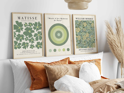 Cuadros William Morris, Matisse Bauhaus Verde Set X 3