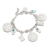 Pulsera Acero Blanco Manos Y Monedas Cardinal Para Regalo