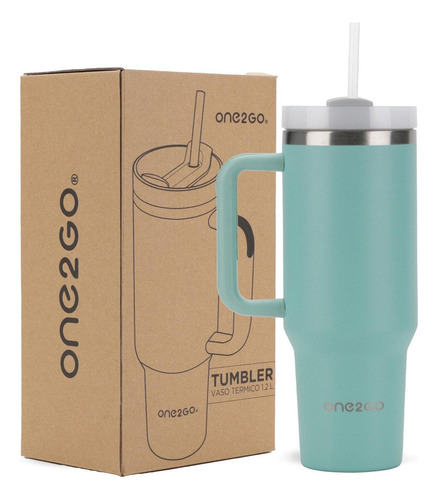 Vaso Termico Mug Tumbler One2go 1,2l Inoxidable Frio Calor Color Verde Agua