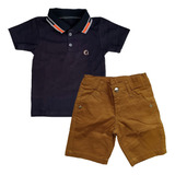 Conjunto Camisa Polo Bebê Com Shorts 