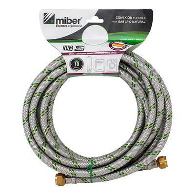 Manguera Flexible Aluminio Gas Miber 3\u002F8 x 3\u002F8 1 m Estufa Boiler | MercadoLibre