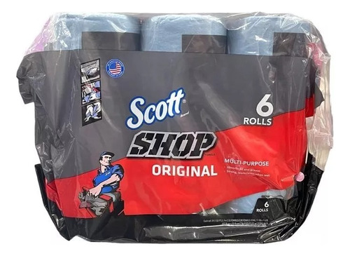 6 Rollos Toalla Azul Limpieza Absorbente 55 Hojas Scott Shop