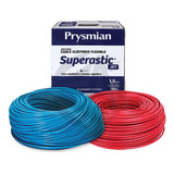 Cable Unipolar Prysmian 1.5mm X2 Pack Celeste+rojo X100mt Ea