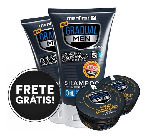 Gradual Men Cabelo Pomada Escurecedora + Shampoo 2x Original