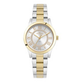 Relogio Technos Feminino Dourado Prata Aço Algarismo Romano