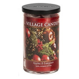 Village Candle Manzanas  Y  Evergreen 24 Oz Vaso De Vidrio 