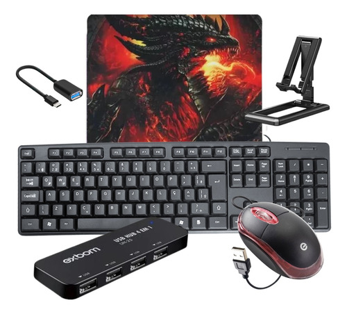 Kit Gamer Mobilador Teclado Mouse P/ Celular Free Fire Cod