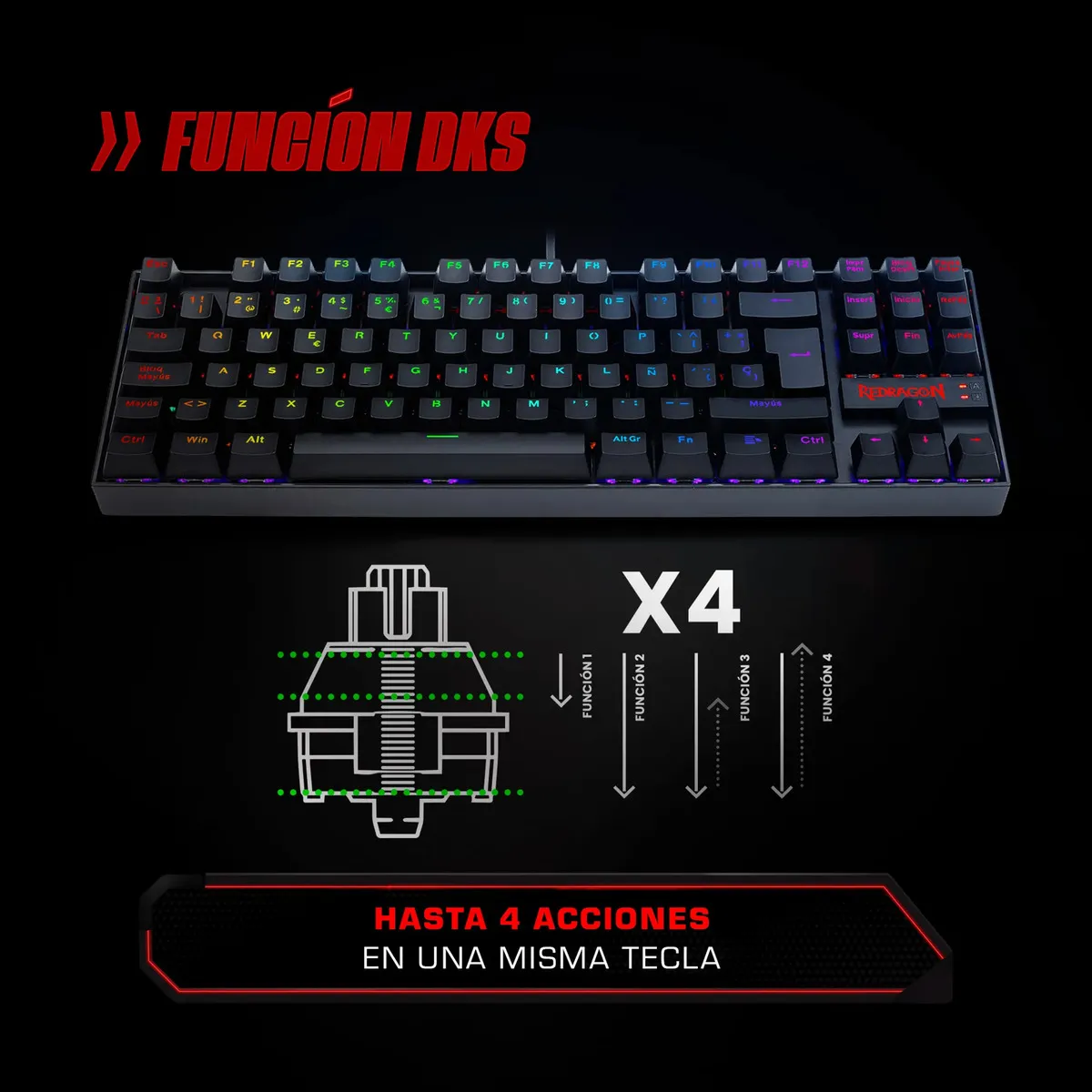 TECLADO REDRAGON KUMARA K552 MAGNÉTICO RGB BLACK