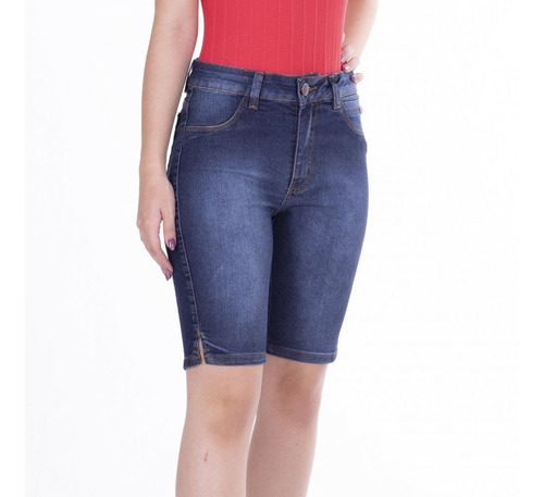 Bermuda Jeans Feminina Básica Cós Alto Tamanhos Grandes