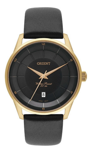 Relógio Orient Masculino Mgsc1013 P1px Dourado Couro Preto