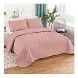 Cubrecama Quilt De Verano King Lisos Color Palo Rosa