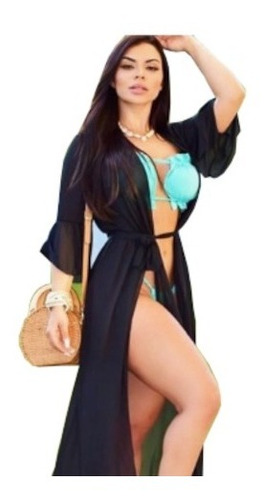 Vestido Feminino Sobretudo Saida De Praia Luxo Moda Verão