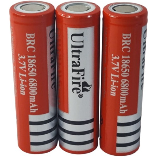 X3 Bateria Pilas 18650 Plana 3.7 Volios 6800 Mah Li-ion 