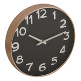 Reloj De Pared Dorado Cobrizo Con Negro 30cm Minimalista