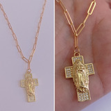 Collar Eslabón Baño Oro Con Medalla Virgen De Guadalupe 
