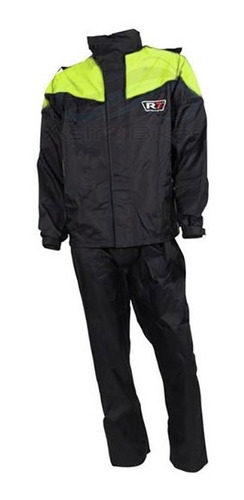 Impermeable R7 Racing Completo Reforzado Negro Fluo