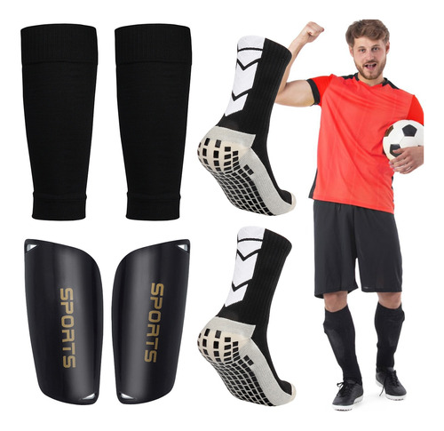 Calcetines Antideslizantes Con Espinilleras Para Fútbol 3pcs