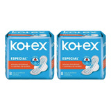 Kotex Especial Toallas Higenicas Con Alas X8u. Kit X2