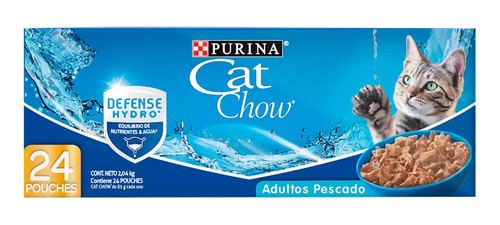 Cat Chow Purina Alimento Húmedo Adulto Pescado 24 Pzas 85g